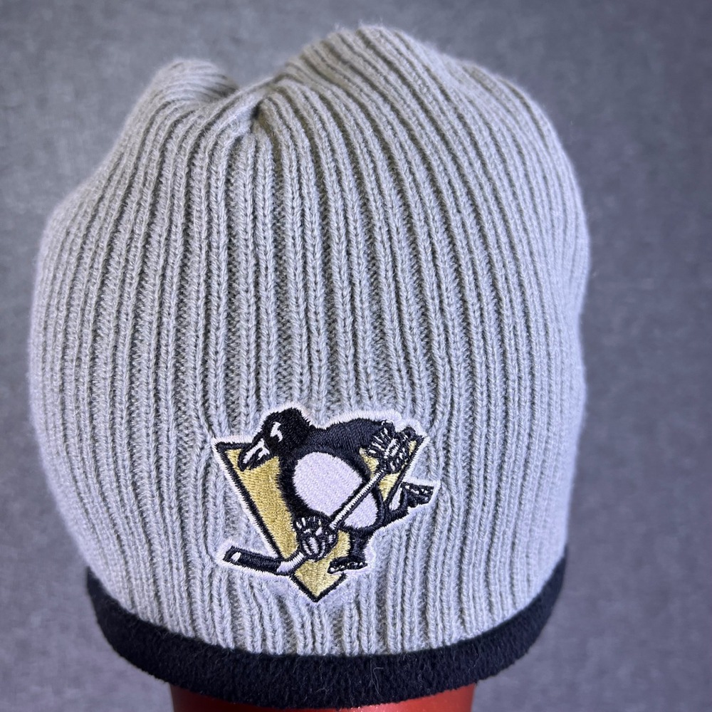 Pittsburgh Penguins Seven Springs Beanie OS Grey Ribbed Fleece Lined Ski Hat